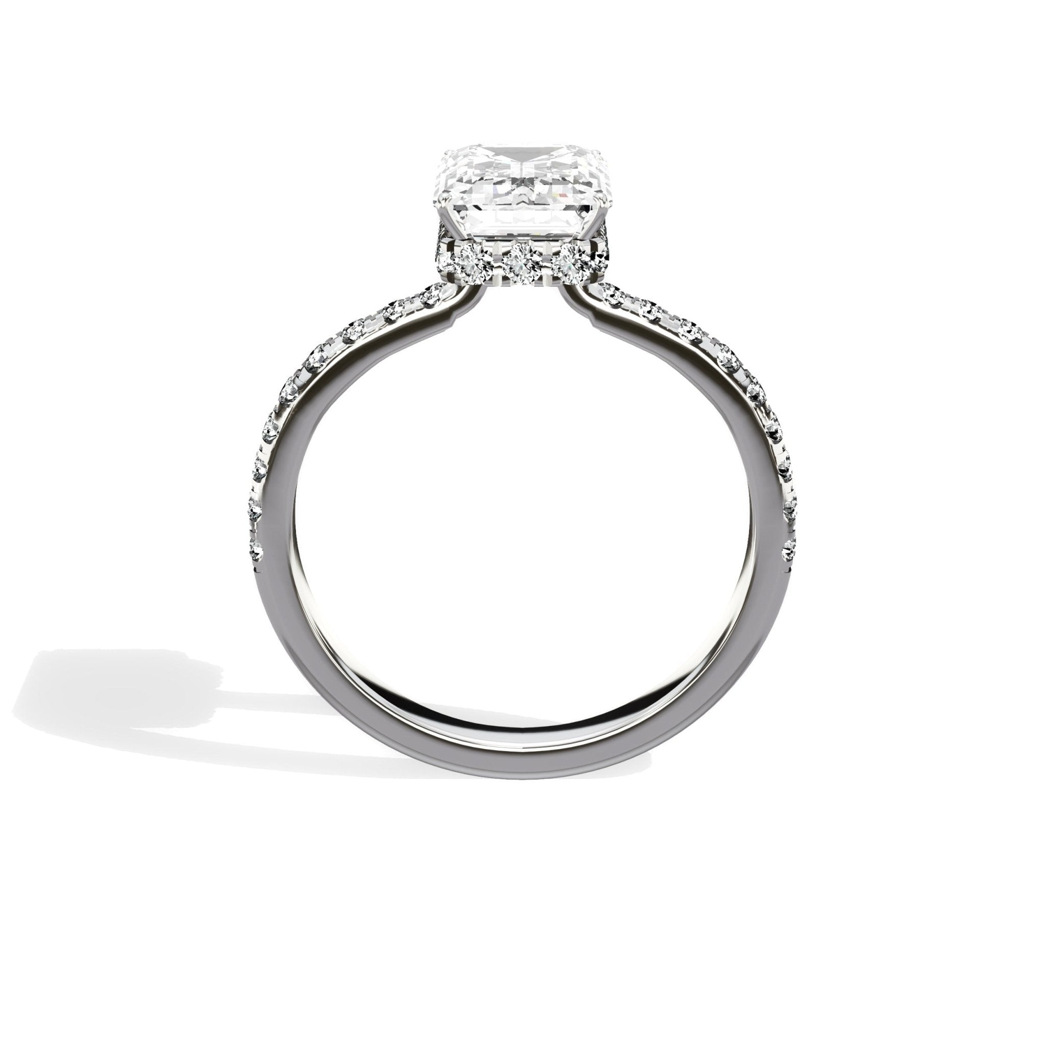 Fortuna Hidden Halo 2.11 ct Emerald Engagement Ring in White Gold - The Better Diamonds