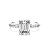 Fortuna Hidden Halo 2.11 ct Emerald Engagement Ring in White Gold - The Better Diamonds