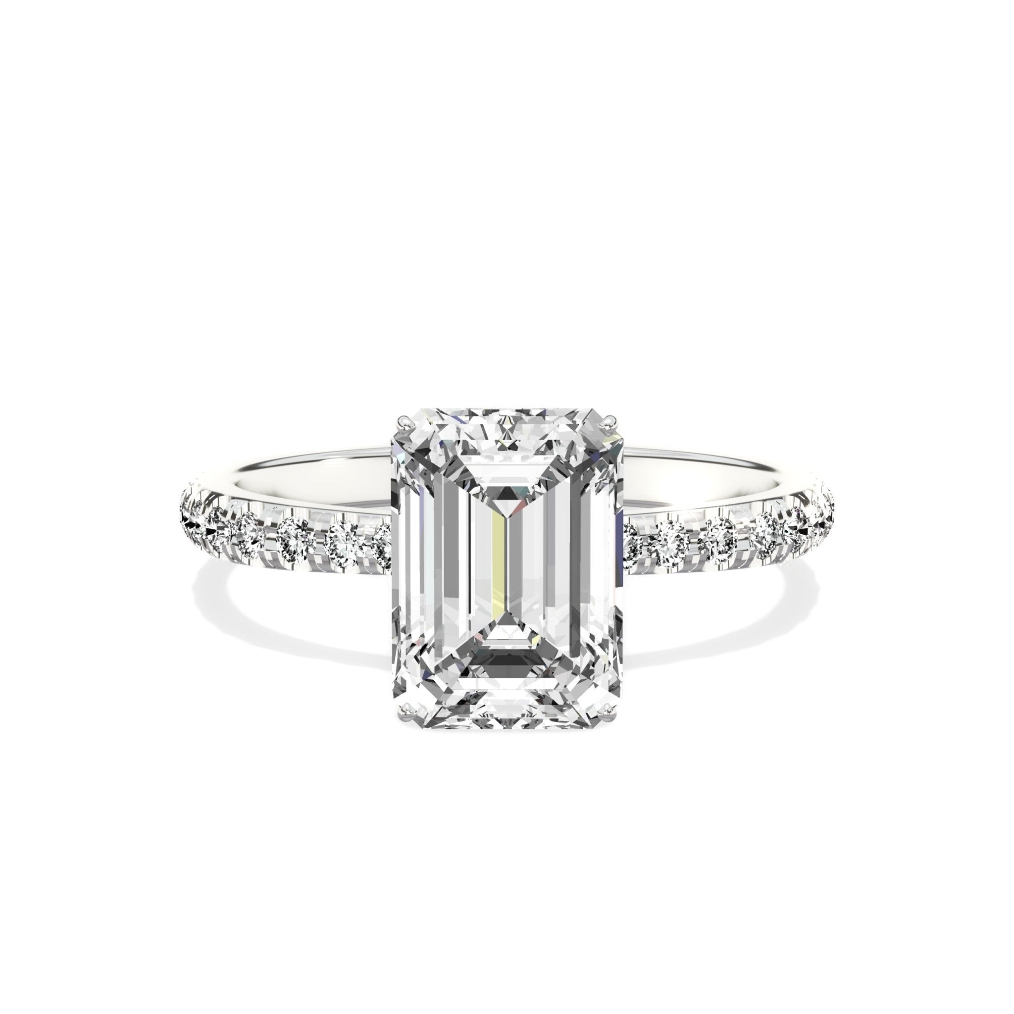 Fortuna Hidden Halo 2.11 ct Emerald Engagement Ring in White Gold - The Better Diamonds