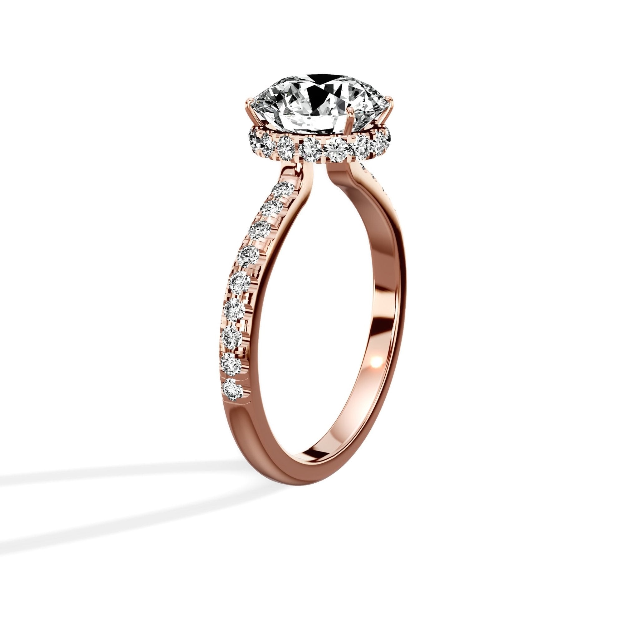 Fortuna Hidden Halo 2.16 ct Round Engagement Ring in Rose Gold - The Better Diamonds