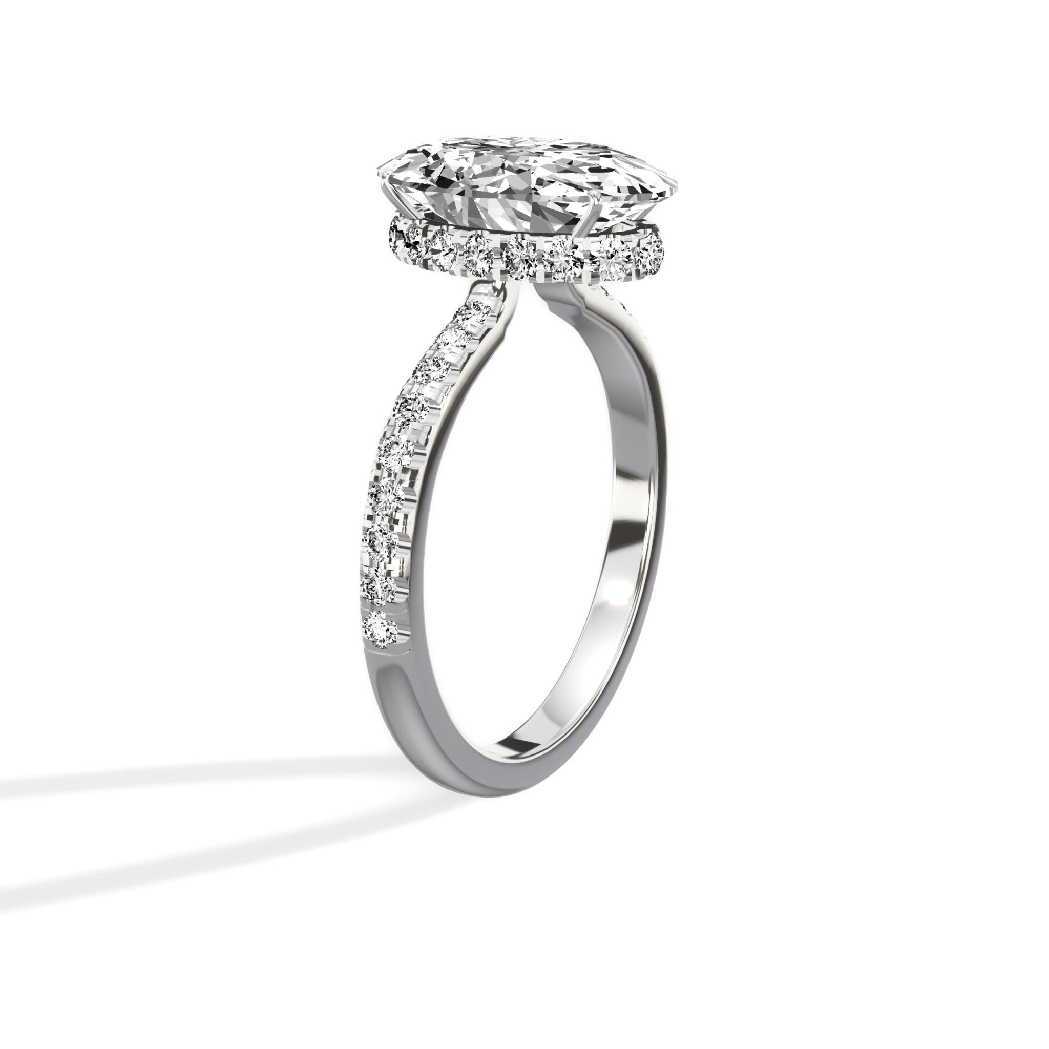 Fortuna Hidden Halo 2.39 ct Oval Engagement Ring in White Gold - The Better Diamonds