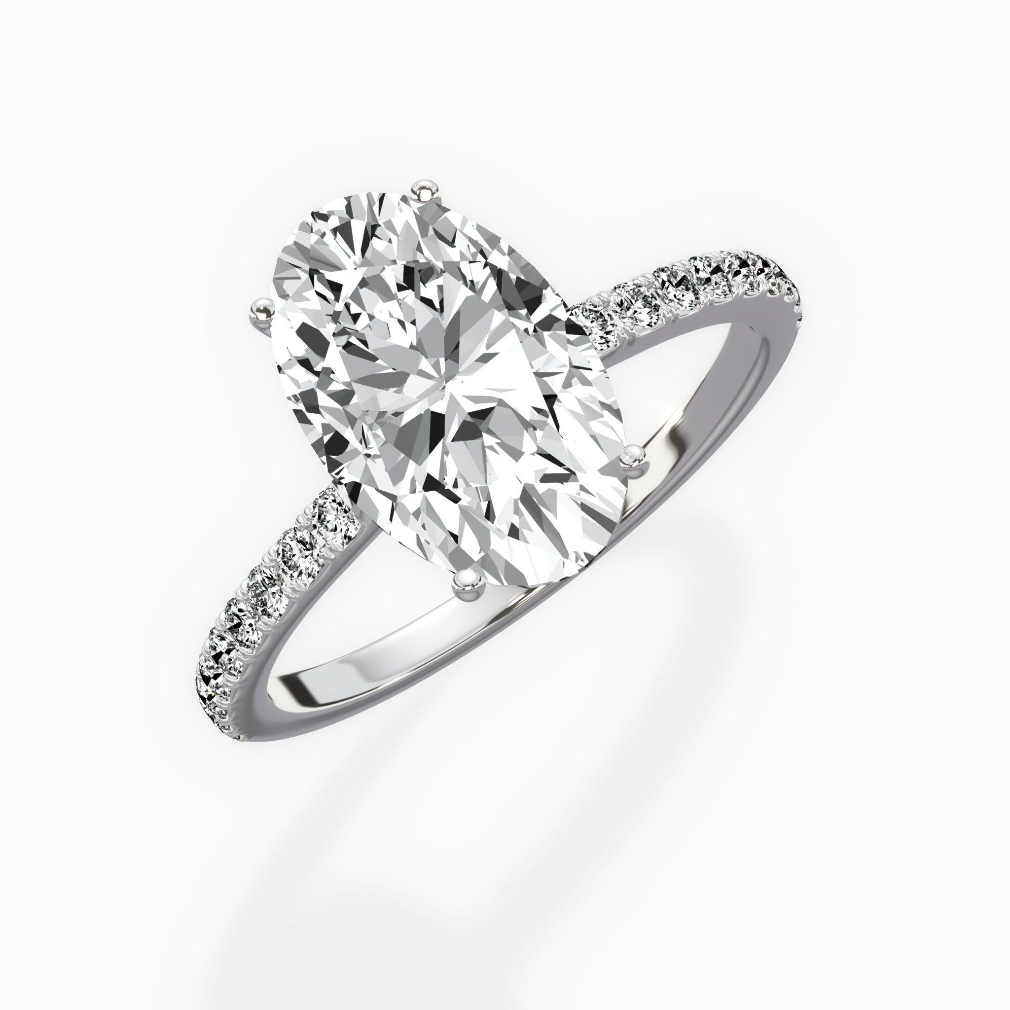 Fortuna Hidden Halo 2.39 ct Oval Lab Grown Diamond Engagement Ring in 14K White Gold - The Better Diamonds