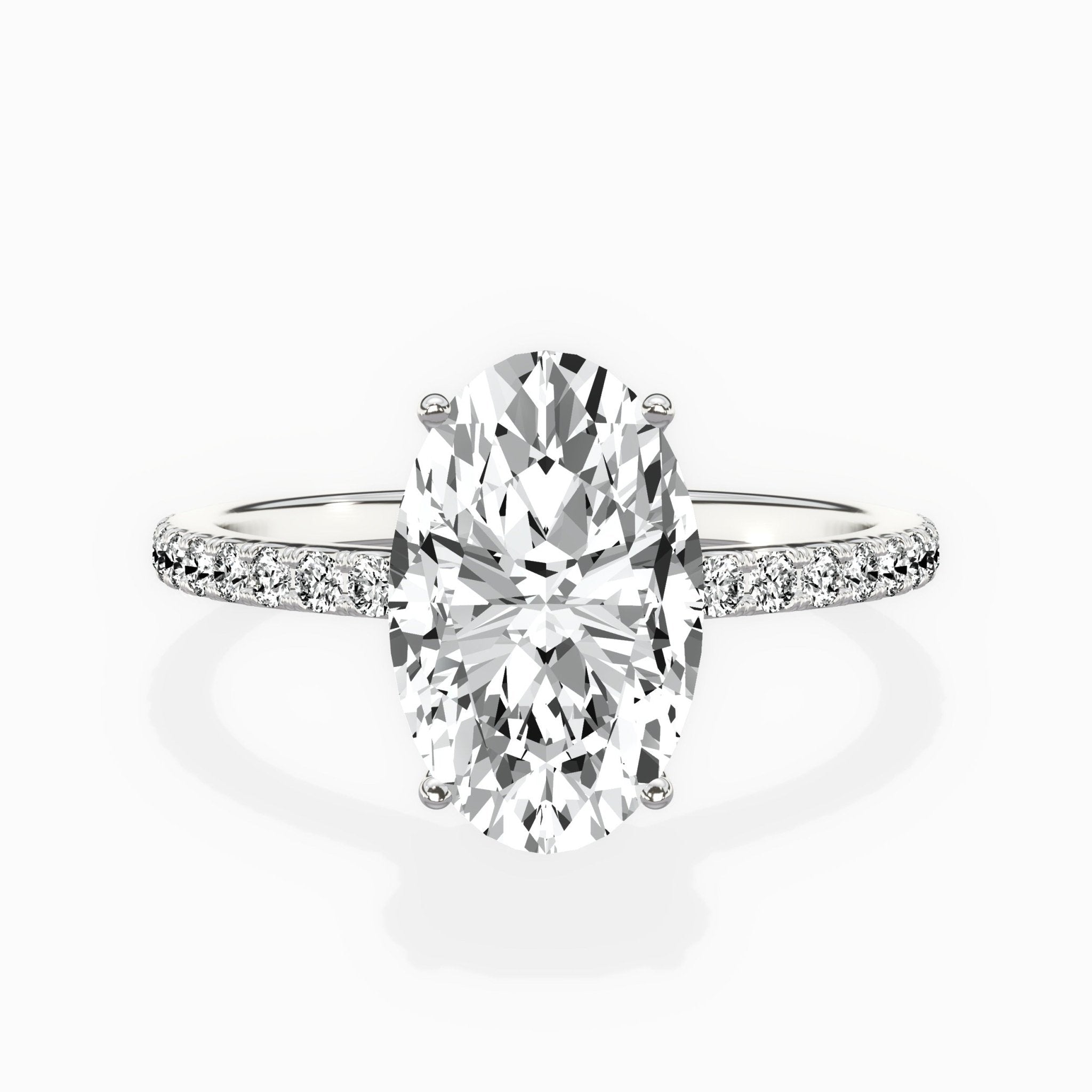 Fortuna Hidden Halo 2.39 ct Oval Lab Grown Diamond Engagement Ring in 14K White Gold - The Better Diamonds