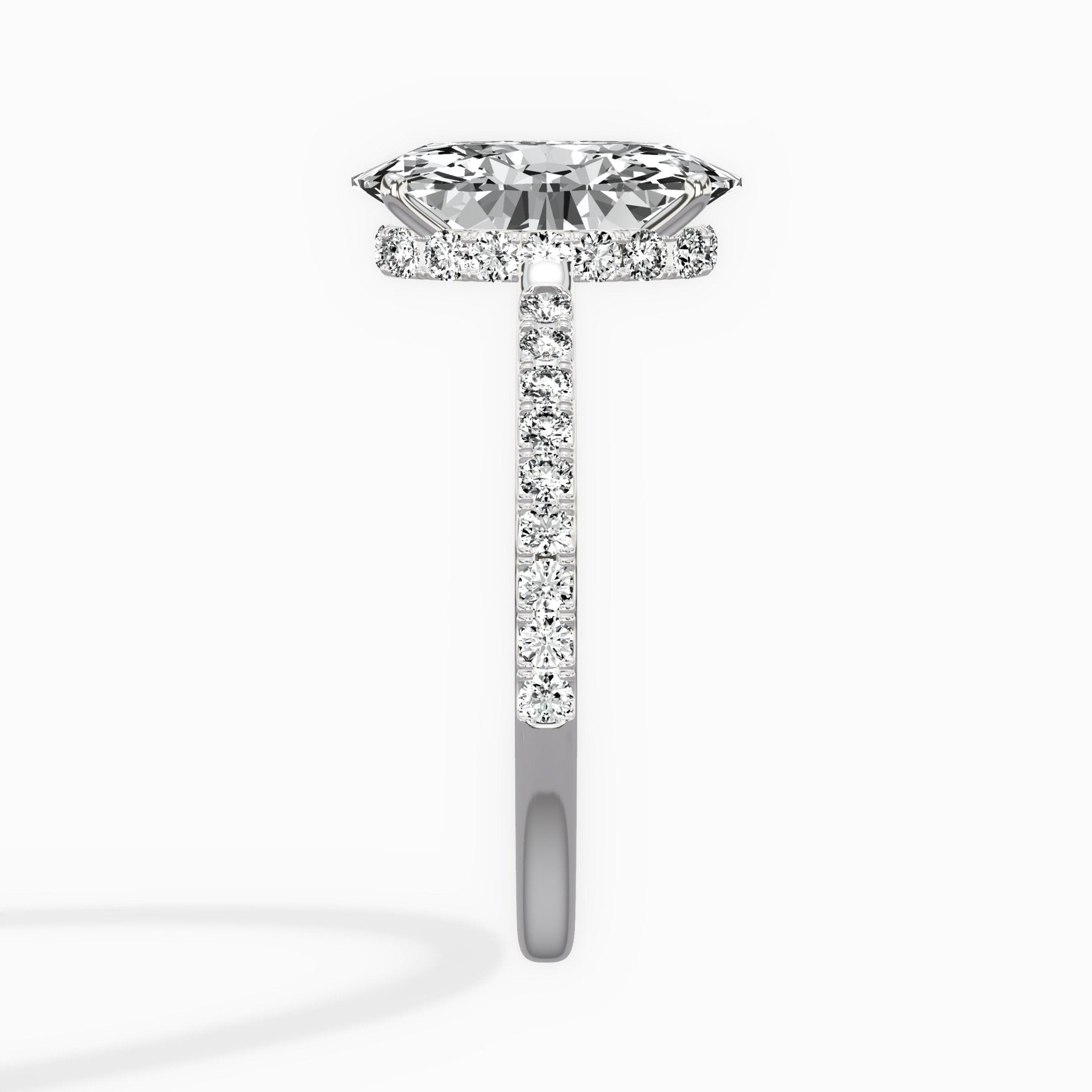 Fortuna Hidden Halo 2.39 ct Oval Lab Grown Diamond Engagement Ring in 14K White Gold - The Better Diamonds