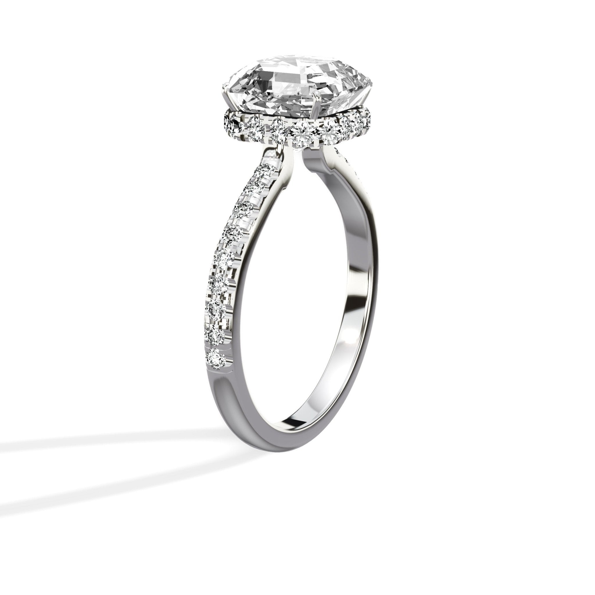 Fortuna Hidden Halo 2.55 ct Asscher Cut Engagement Ring in White Gold - The Better Diamonds