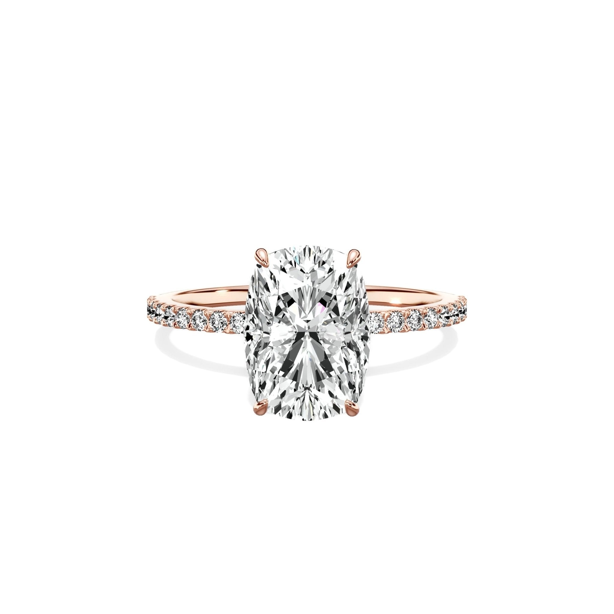 Fortuna Solitaire 2.64 ct Long Cushion Engagement Ring in Rose Gold - The Better Diamonds