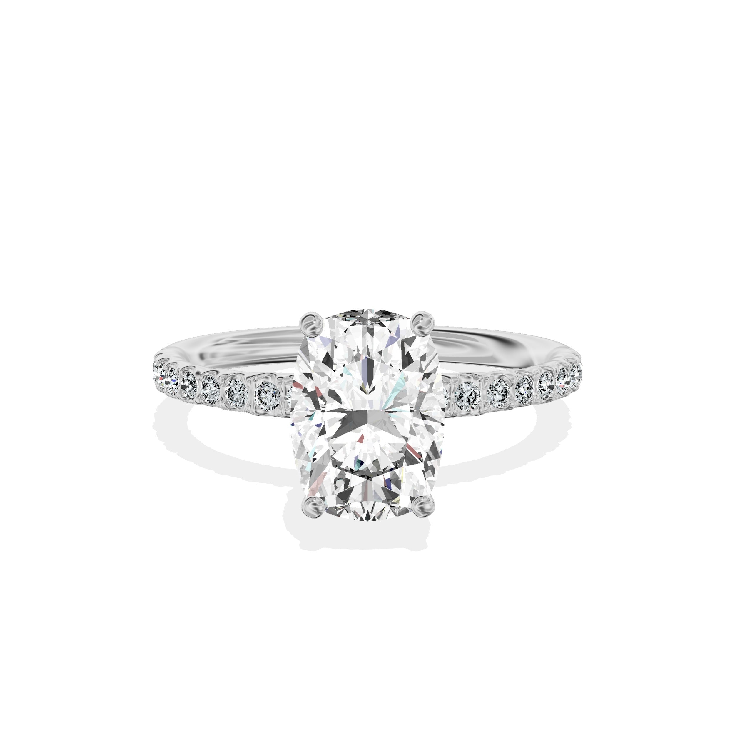 Martini Pave Solitaire Engagement Ring