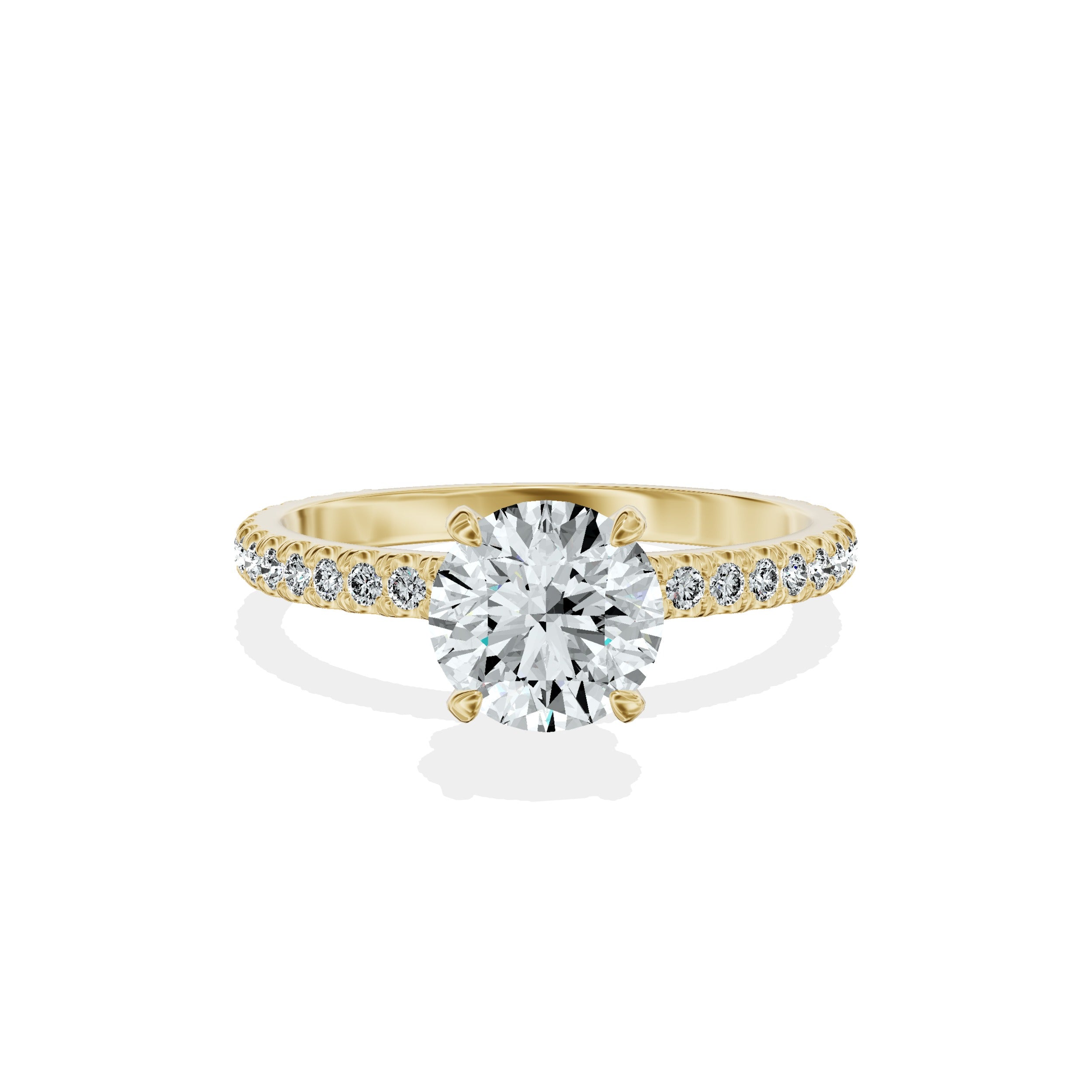 Classic Pave Solitaire Engagement Ring