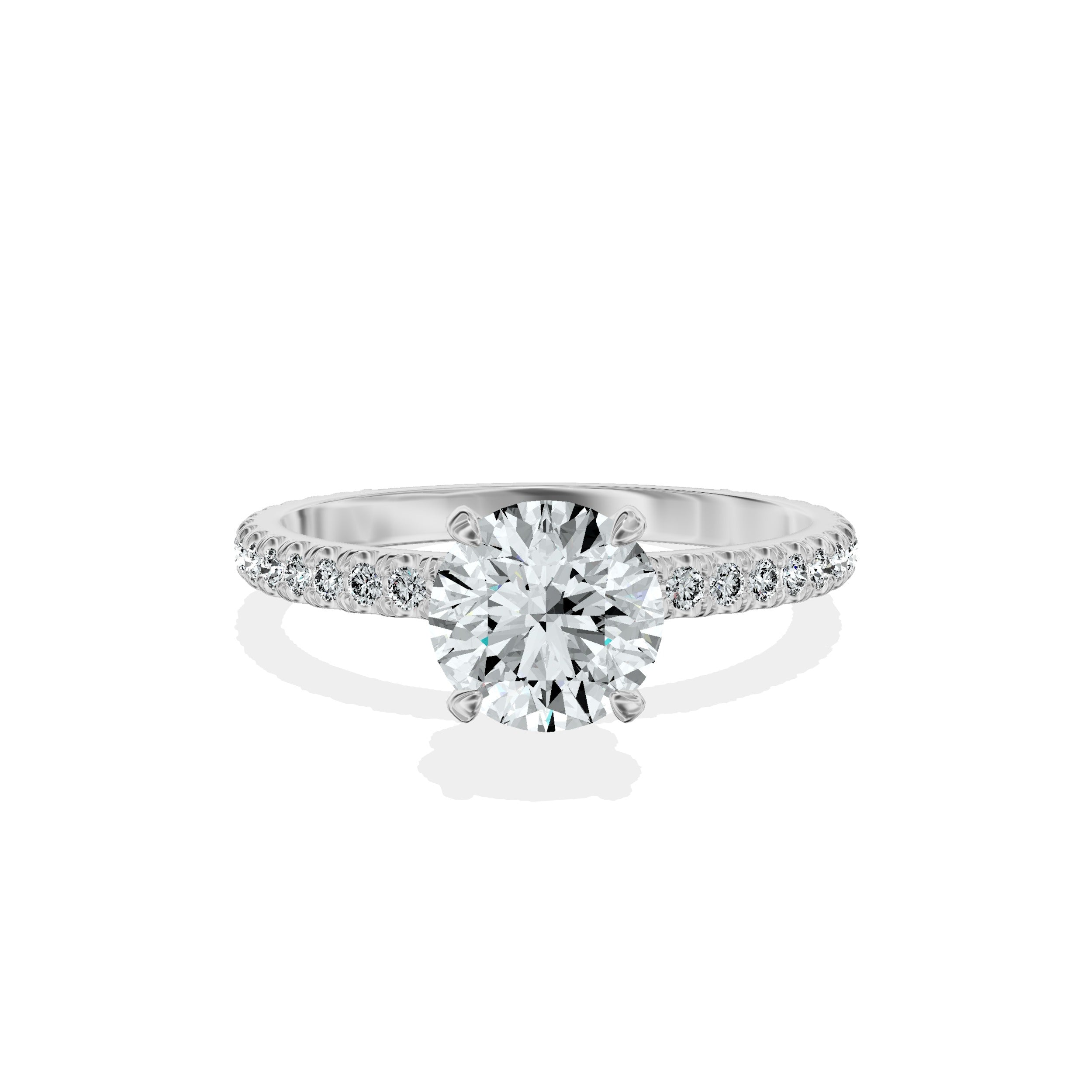 Classic Pave Solitaire Engagement Ring