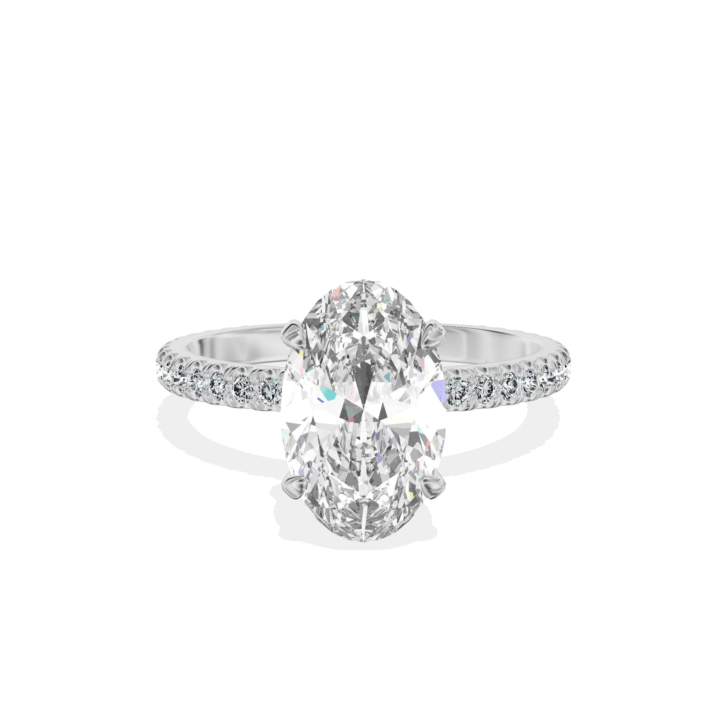 Classic Pave Solitaire Engagement Ring