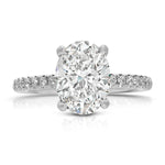 Classic Pave Solitaire Oval Engagement Ring in White Gold