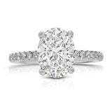 Classic Pave Solitaire Oval Engagement Ring in White Gold