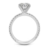 Classic Pave Solitaire Oval Engagement Ring in White Gold