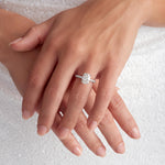 Classic Pave Solitaire Oval Engagement Ring in White Gold