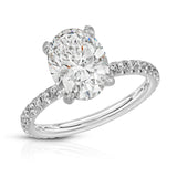 Classic Pave Solitaire Oval Engagement Ring in White Gold