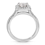 Art Deco Halo Long Radiant Engagement Ring in White Gold