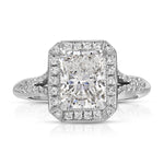 Art Deco Halo Radiant Engagement Ring in White Gold