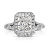 Art Deco Halo Radiant Engagement Ring in White Gold