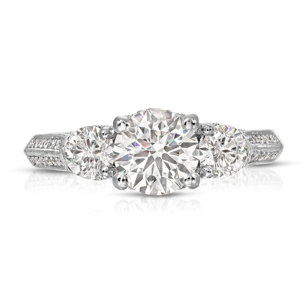Hairloom Three Stone 1.02 ct Round Engagement Ring in White Gold - The Better Diamonds