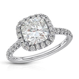 Amor Halo Cushion Engagement Ring in White Gold