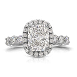 Filigree Classic Halo Cushion Engagement Ring in White Gold