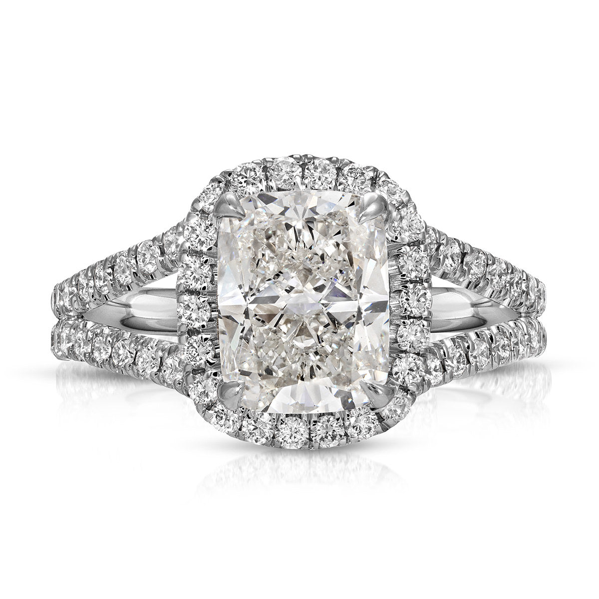 Double Halo Cushion Engagement Ring in White Gold