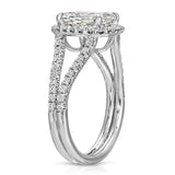 Double Halo Long Cushion Engagement Ring in White Gold