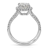 Double Halo Long Cushion Engagement Ring in White Gold