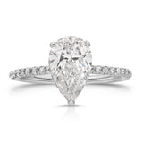 Pave Hidden Halo Pear Engagement Ring in White Gold