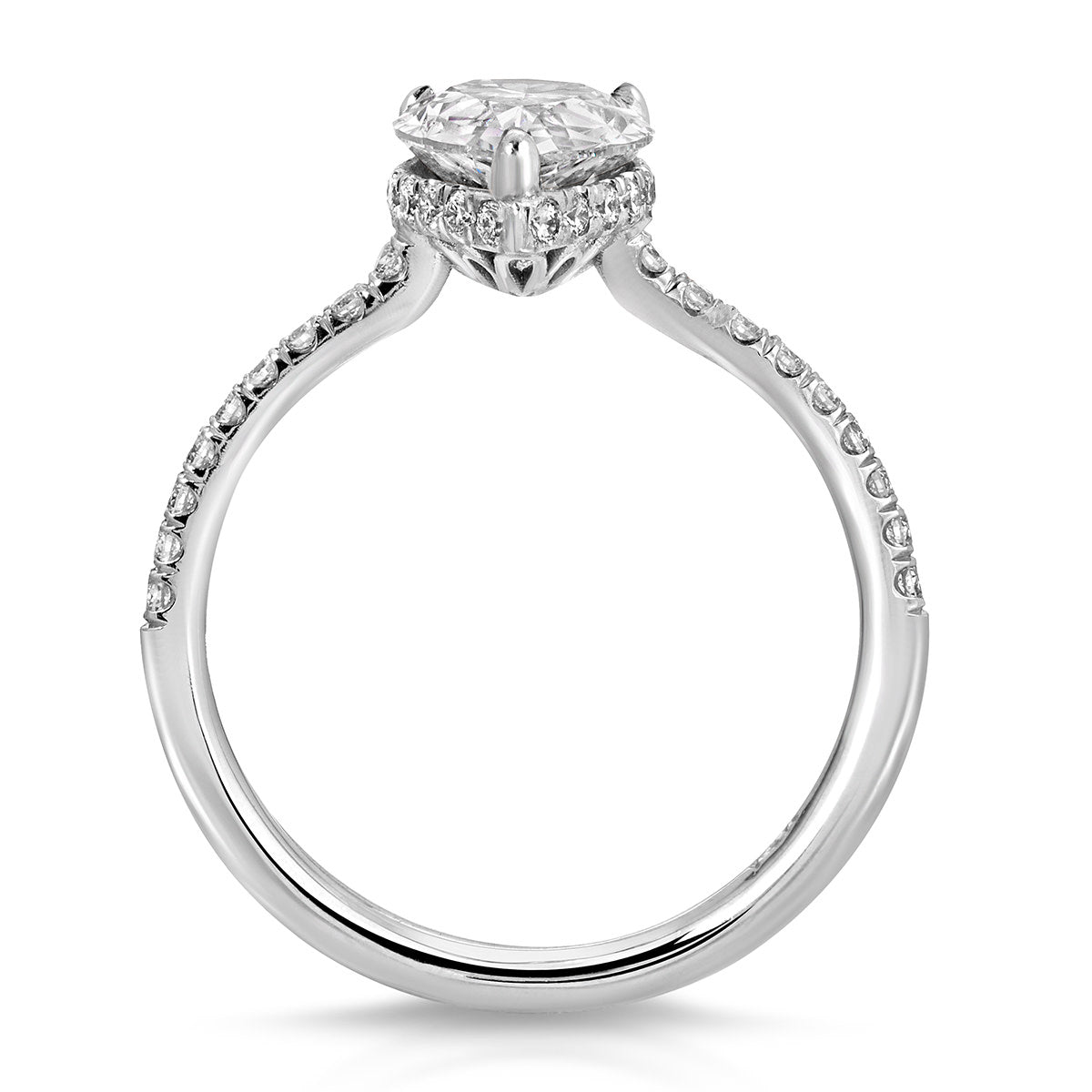 Pave Hidden Halo Pear Engagement Ring in White Gold