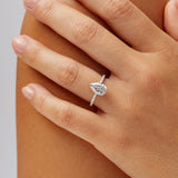 Pave Hidden Halo Pear Engagement Ring in White Gold