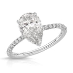 Pave Hidden Halo Pear Engagement Ring in White Gold