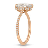 Pave Hidden Halo Pear Engagement Ring in Rose Gold