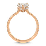 Pave Hidden Halo Pear Engagement Ring in Rose Gold