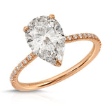 Pave Hidden Halo Pear Engagement Ring in Rose Gold