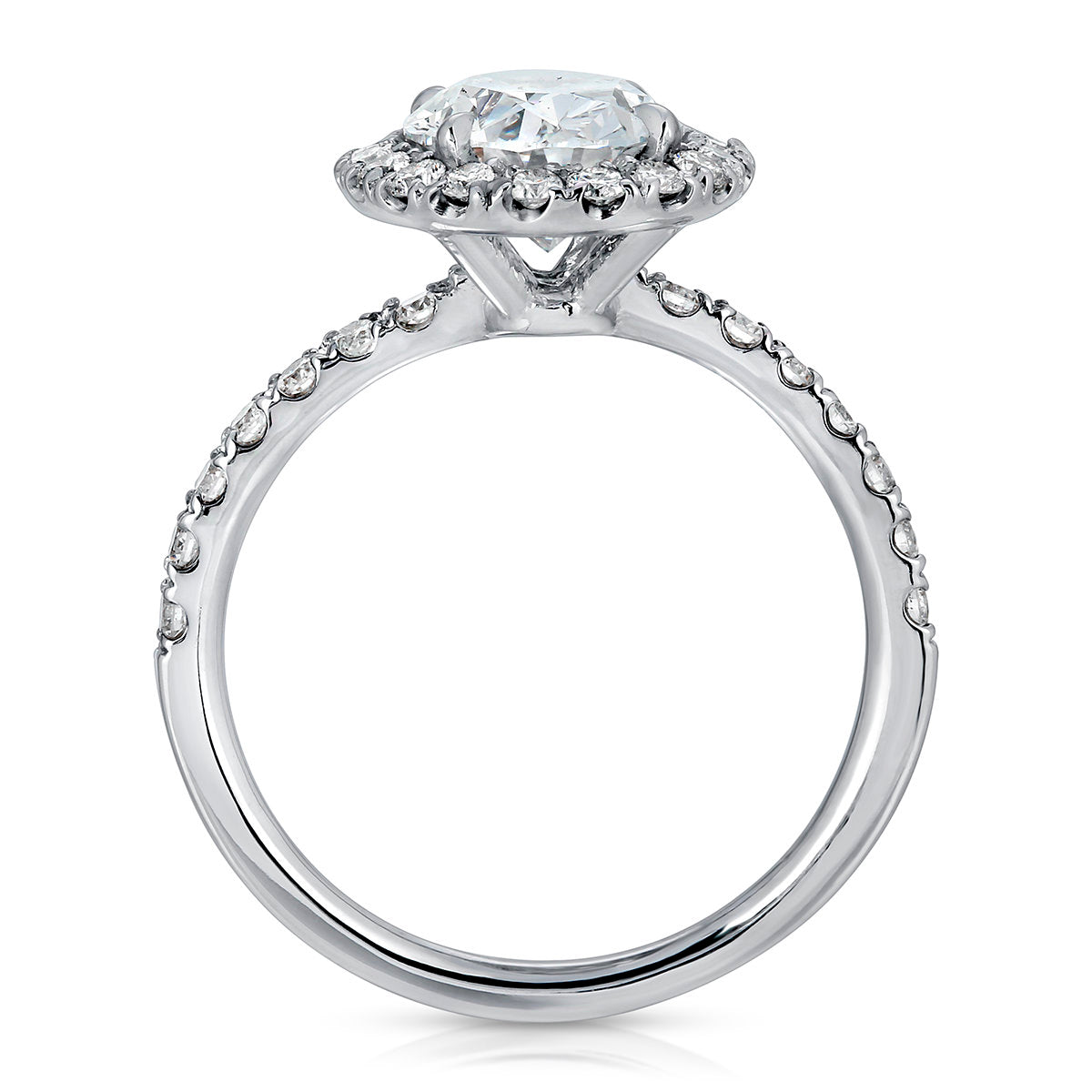 Romantic Halo Oval Engagement Ring in White Gold