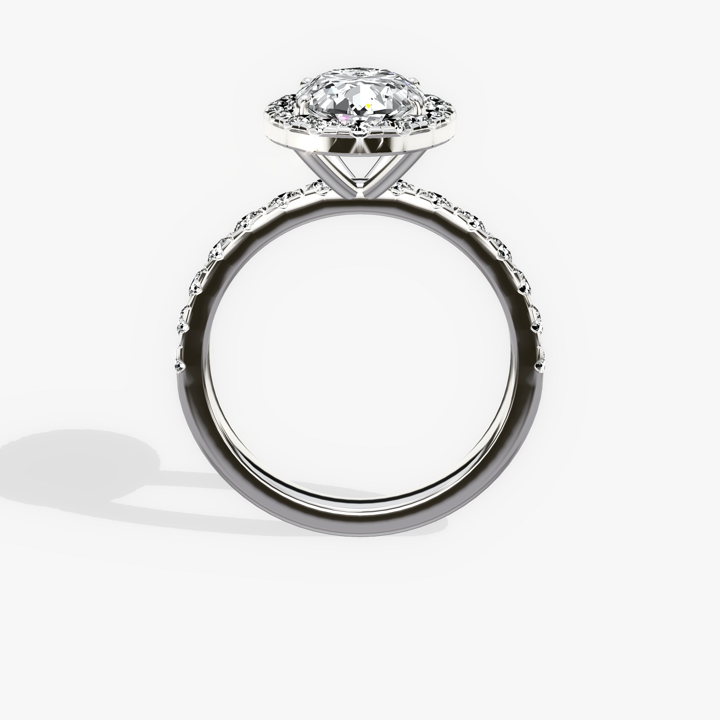 Romantic Halo Oval Engagement Ring in White Gold