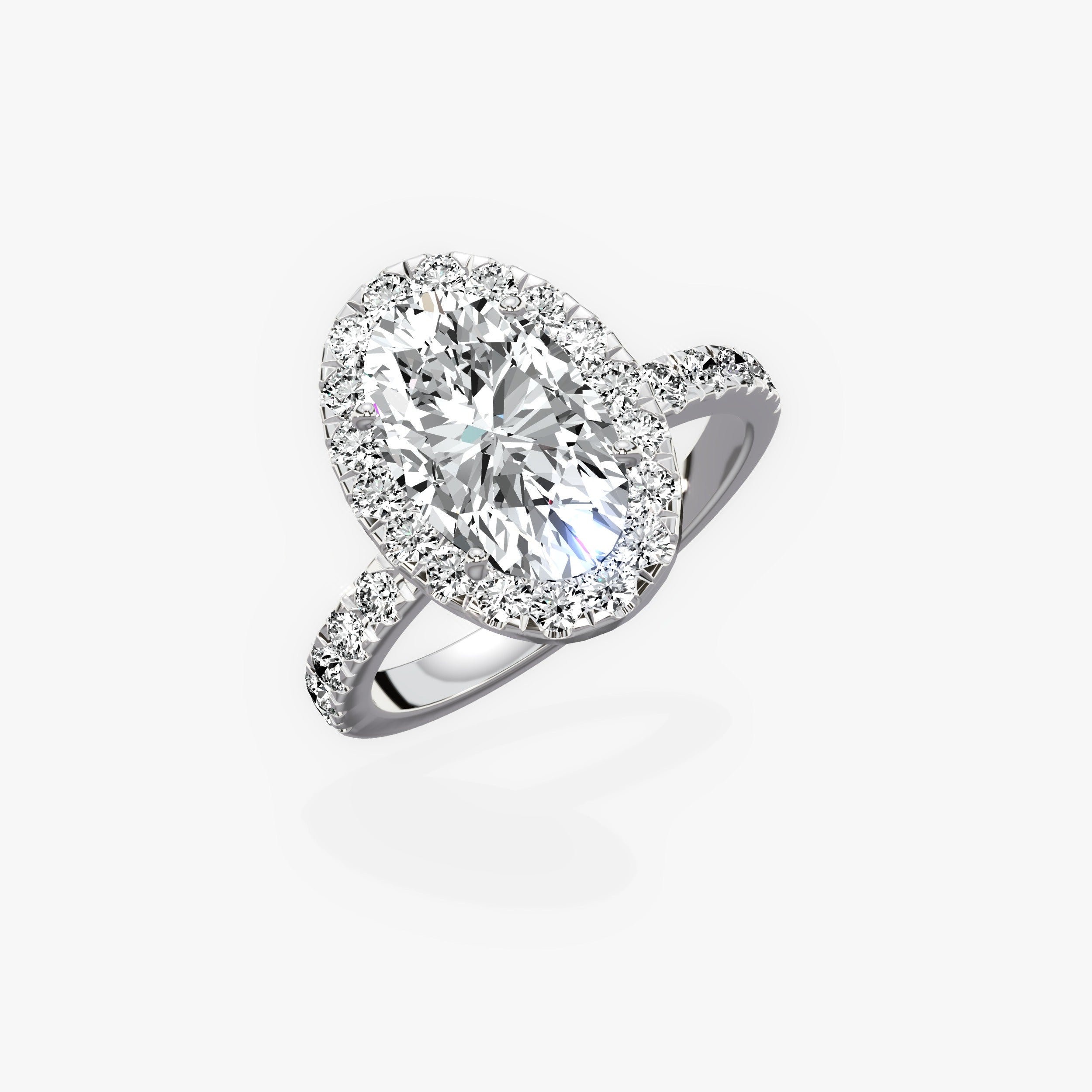 Romantic Halo Oval Engagement Ring in White Gold