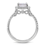 Secret Diamond Halo Emerald Engagement Ring in White Gold