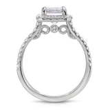 Secret Diamond Halo Emerald Engagement Ring in White Gold