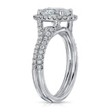 Split Shank Hidden Halo Oval Engagement Ring in White Gold