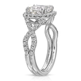 Twisted Infinity Halo Cushion Engagement Ring in White Gold