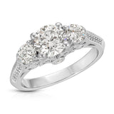 Heirloom Three Stone 1.01 ct Round Engagement Ring in White Gold - The Better Diamonds