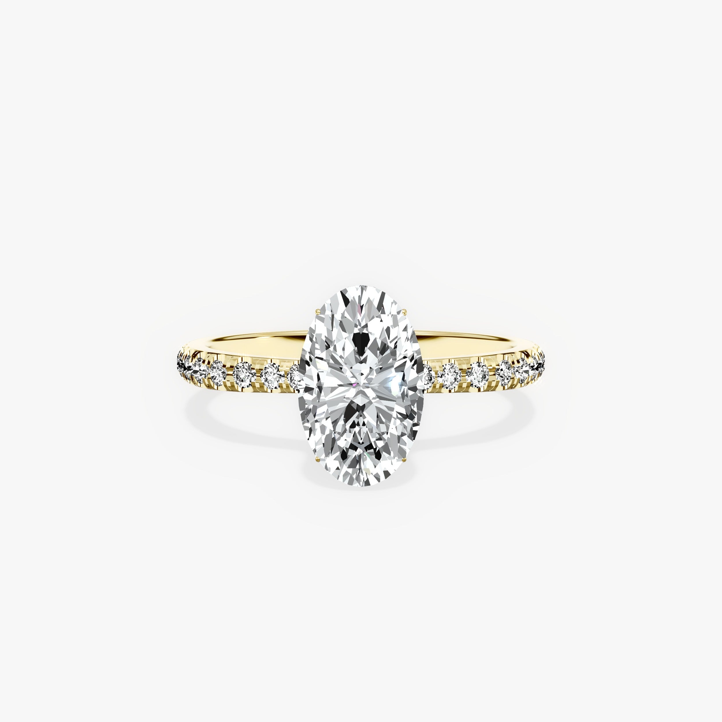 Fortuna Hidden Halo Oval Engagement Ring in Yellow Gold