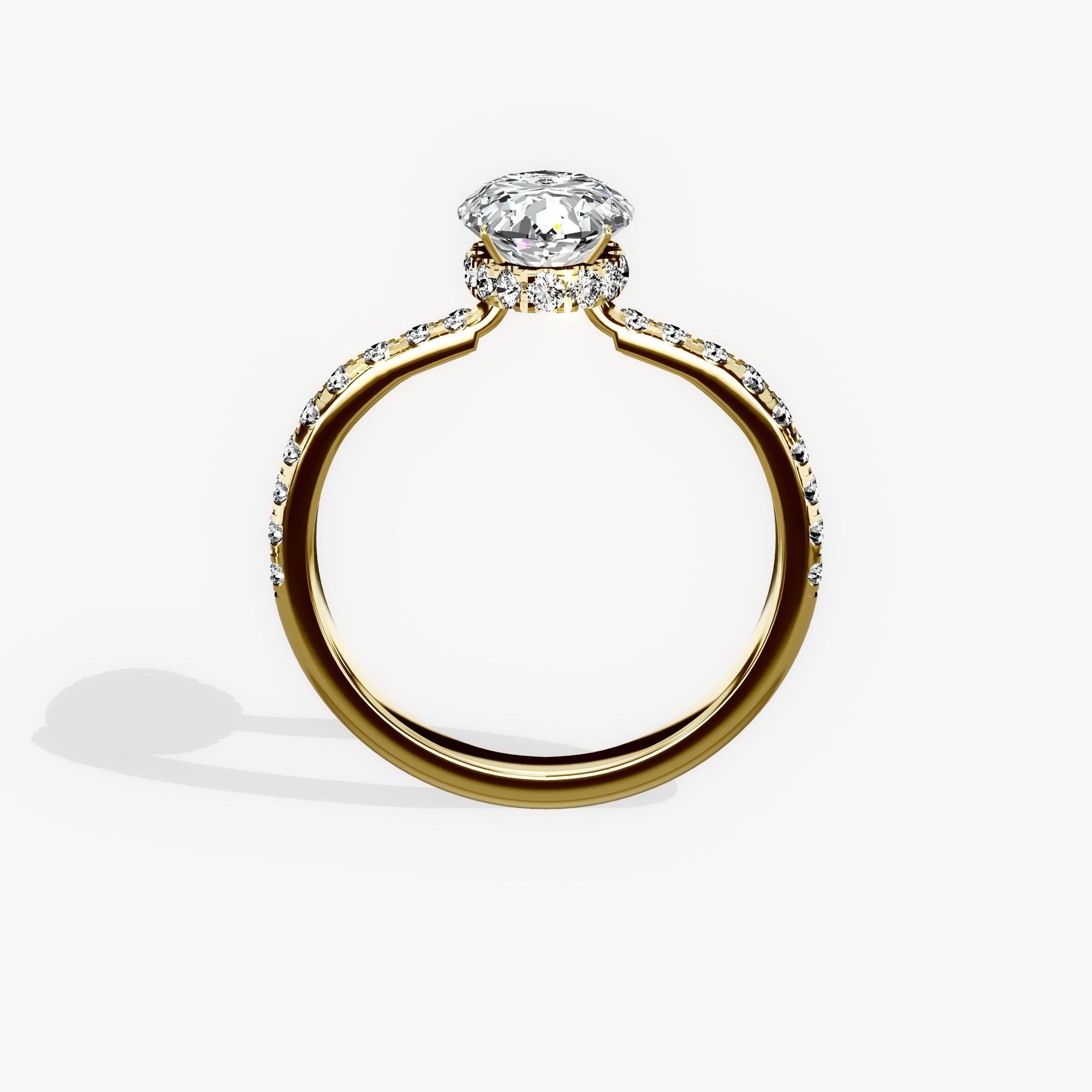 Fortuna Hidden Halo Oval Engagement Ring in Yellow Gold