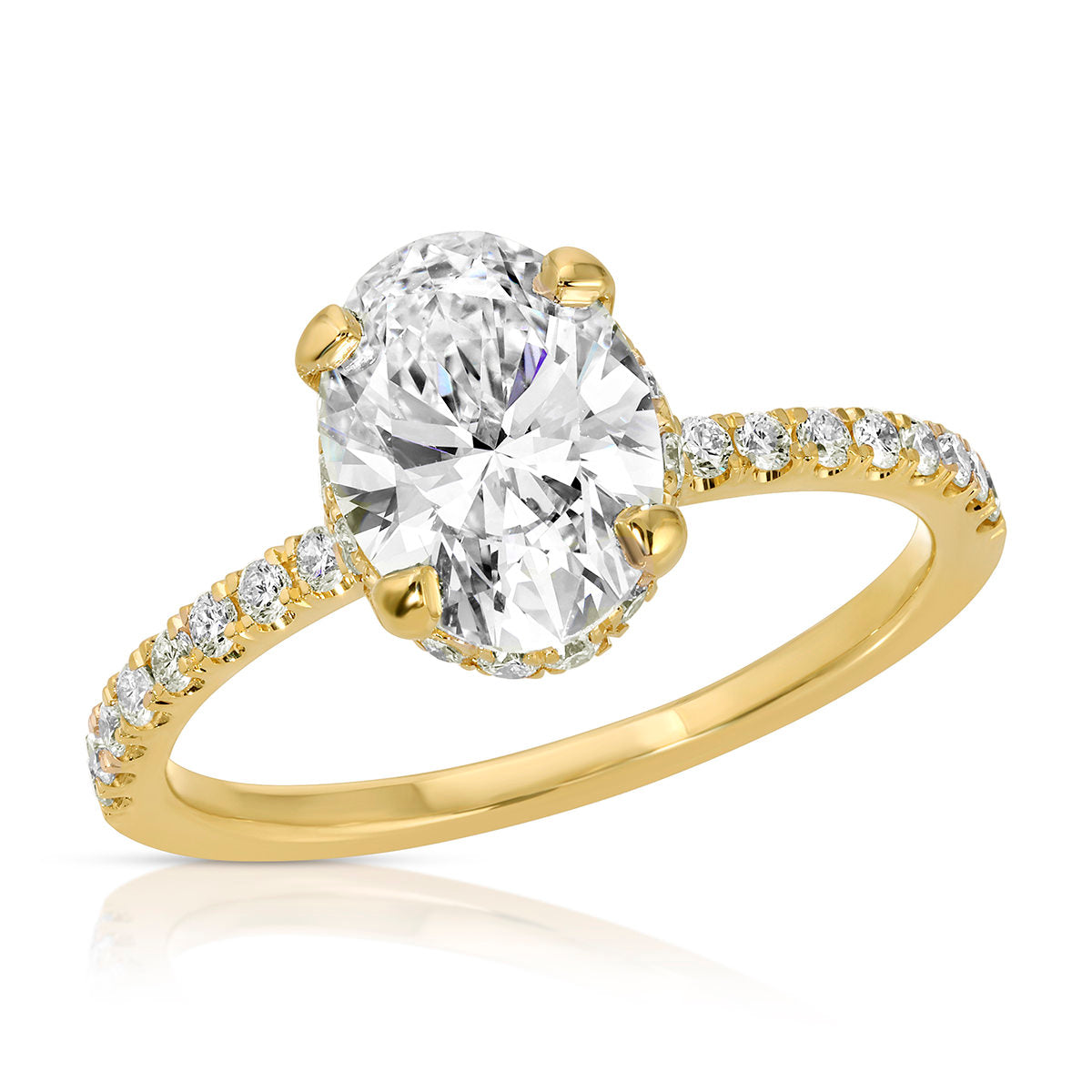 Fortuna Hidden Halo Oval Engagement Ring in Yellow Gold