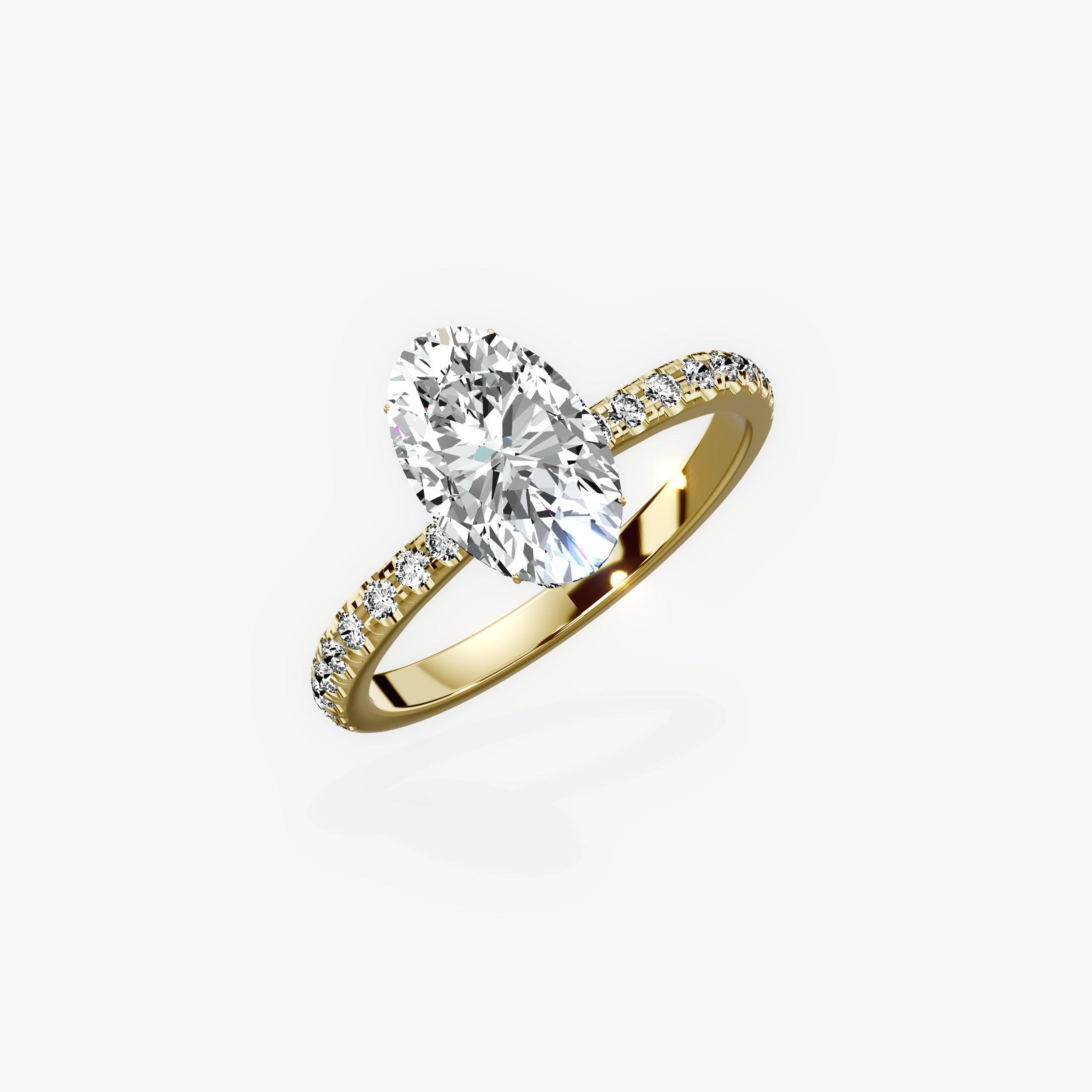 Fortuna Hidden Halo Oval Engagement Ring in Yellow Gold