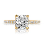 Fortuna Hidden Halo Cushion Engagement Ring in Yellow Gold