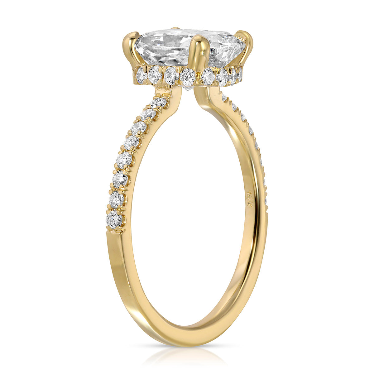 Fortuna Hidden Halo Cushion Engagement Ring in Yellow Gold