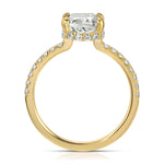 Fortuna Hidden Halo Cushion Engagement Ring in Yellow Gold